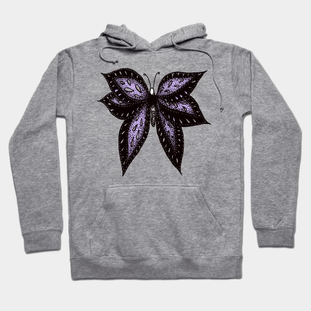 Butterfly Abstract Ink Drawing Hoodie by Boriana Giormova